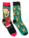 THE SIMPSONS Men’s CHRISTMAS 2 Pair Of Socks HOMER & SANTAS LITTLE HELPER Dog - Novelty Socks And Slippers