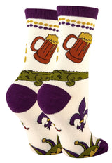 OOOH YEAH Brand Ladies MARDI GRAS Socks - Novelty Socks And Slippers