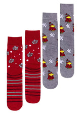 PEANUTS Men’s 2 Pair Of CHRISTMAS Socks SNOOPY & WOODSTOCK With Snowflakes - Novelty Socks And Slippers