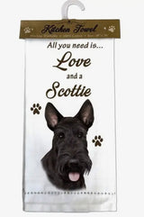 ALL YOU NEED IS LOVE & A DOG Kitchen Tea Towel By E&S Pets (Choose Breed)