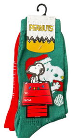 PEANUTS Ladies Christmas 2 Pair Of Snoopy Socks BIOWORLD Brand - Novelty Socks And Slippers