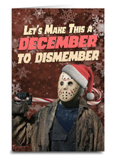 Jason Voorhees Sassy Christmas Greeting Card LET’S MAKE THIS A DECEMBER TO DISMEMBER - Novelty Socks And Slippers