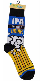 FABDAZ Brand Men’s BEER Socks ‘IPA LOT WHEN I DRINK’ - Novelty Socks And Slippers