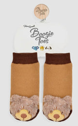 BOOGIE TOES Baby Unisex GRIZZLY BEAR Rattle Gripper Bottom Socks By Piero Liventi - Novelty Socks And Slippers