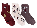 DISNEY LADIES THANKSGIVING AUTUMN 3 PAIR OF MICKEY & MINNIE SOCKS ‘THANKFUL’ - Novelty Socks And Slippers