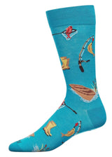 MeMoi Brand Men’s FISHING Socks Fishing Pole, Canoe - Novelty Socks And Slippers