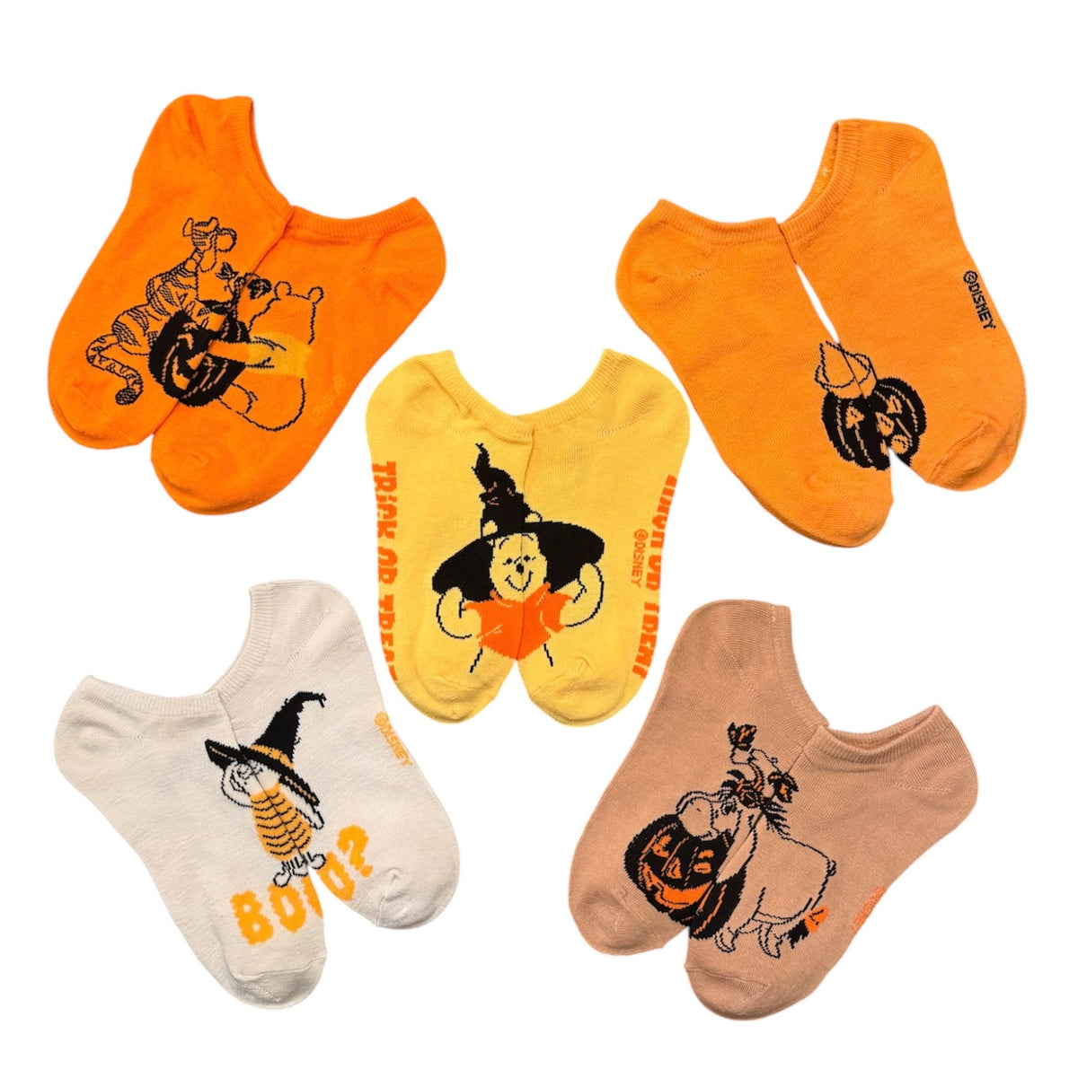 DISNEY WINNIE THE POOH HALLOWEEN Ladies 5 Pair Of No Show Socks TIGGER