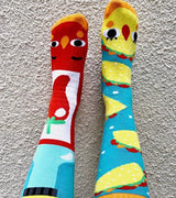 PALS SOCKS Brand Unisex TACO & HOT SAUCE Mismatched Gripper Bottom Socks (CHOOSE SIZE) - Novelty Socks And Slippers