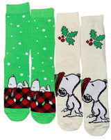 PEANUTS Men’s CHRISTMAS 2 Pair Of Snoopy Socks ‘MERRY & BRIGHT’ - Novelty Socks And Slippers