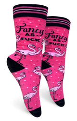 GROOVY THINGS Co. Brand Ladies PINK FLAMINGOS Socks ‘FANCY AS FUCK’ - Novelty Socks And Slippers