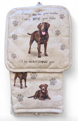 DOG & CAT 3 Piece Oven Mitt & Tea Towel Set By E&S Pets (CHOOSE BREED) - Novelty Socks And Slippers