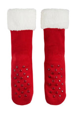 COCA-COLA LADIES SHERPA LINED GRIPPER BOTTOM SLIPPER SOCKS WITH POLAR BEAR
