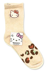 HELLO KITTY Ladies 2 Pair Of Crew Socks Animal Print