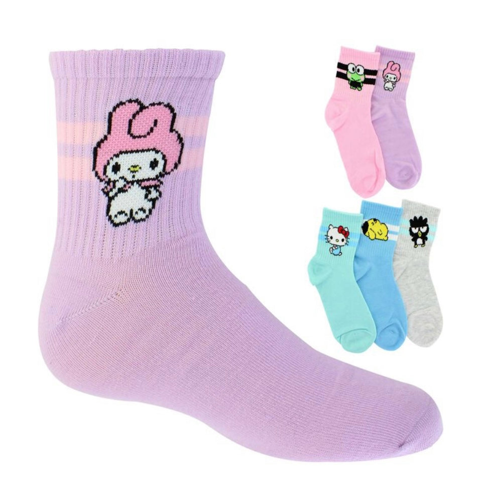 SANRIO HELLO KITTY Ladies 5 Pair Of Socks POMPOMPURIN, BADTZ-MARU - Novelty Socks And Slippers