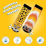 SLOTH & CHEETAH Unisex Toddler-Kids Mismatched Gripper Bottom Socks PALS SOCKS Brand - Novelty Socks And Slippers