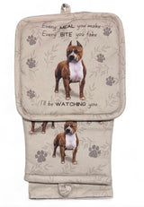 DOG & CAT 3 Piece Oven Mitt & Tea Towel Set By E&S Pets (CHOOSE BREED) - Novelty Socks And Slippers