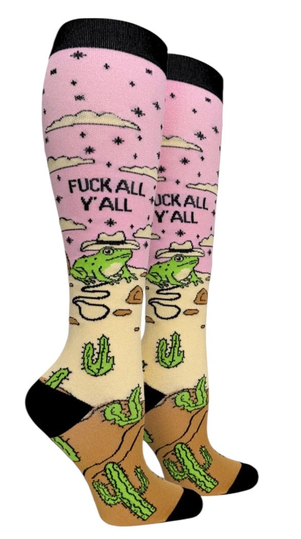 FUCK ALL Y’ALL Ladies 15-20 mmHg Compression Socks GROOVY THINGS Brand - Novelty Socks And Slippers