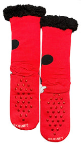 DISNEY MINNIE MOUSE LADIES Sherpa Lined Gripper Bottom Slipper Socks - Novelty Socks And Slippers