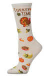 TURKEY TIME Ladies Thanksgiving Socks MeMoi Brand - Novelty Socks And Slippers