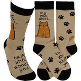 MY CAT & I TALK SHIT ABOUT YOU Adult Unisex Socks PRIMITIVES BY KATHY Brand