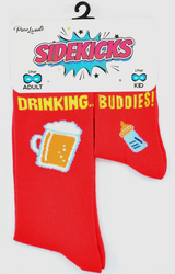 SIDEKICKS By Piero Liventi Adut & Child Sock Set ‘DRINKING BUDDIES’ With BEER & BOTTLE - Novelty Socks And Slippers