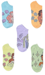 DISNEY PRINCESS Ladies 5 Pair Of No Show Socks BELLE, TIANA, ARIEL, RAPUNZEL, MOANA - Novelty Socks And Slippers