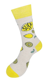 SUCK IT Adult Unisex LEMON Socks FUNATIC Brand Lemons All Over - Novelty Socks And Slippers