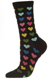 MeMoi Brand Ladies VALENTINES DAY Socks Colorful Hearts All Over - Novelty Socks And Slippers