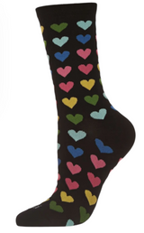 MeMoi Brand Ladies VALENTINES DAY Socks Colorful Hearts All Over - Novelty Socks And Slippers