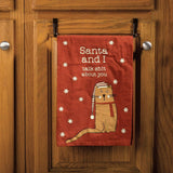 SANTA & I TALK SHIT ABOUT YOU CAT CHRISTMAS KITCHEN TEA TOWEL PRIMITIVES BY KATHY