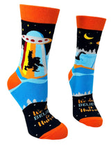 FABDAZ Brand Ladies WE DON’T BELIEVE IN HUMANS Socks LOCHNESS MONSTER, BIG FOOT - Novelty Socks And Slippers