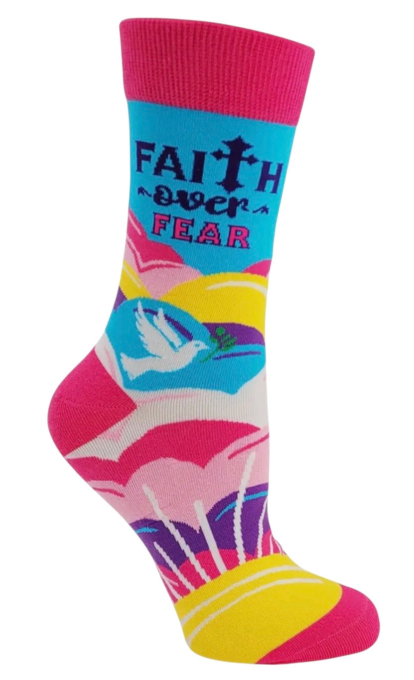 FAITH OVER FEAR Ladies Socks FABDAZ Brand - Novelty Socks And Slippers