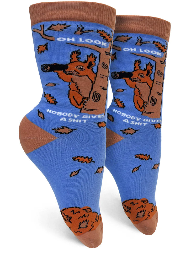 OH LOOK NOBODY GIVES A SHIT Ladies SQUIRREL Socks GROOVY THINGS Brand - Novelty Socks And Slippers