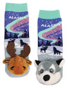 MESSY MOOSE Brand Unisex Toddler ALASKA NORTHERN LIGHTS Gripper Bottom Socks - Novelty Socks And Slippers