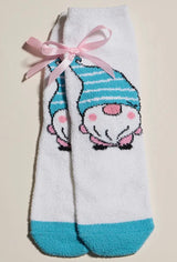 CUTE CHRISTMAS GNOMES Ladies 4 Pair Of Fuzzy Socks Gift Set - Novelty Socks And Slippers