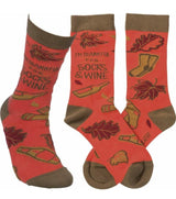 I’M THANKFUL FOR SOCKS & WINE Adult Unisex THANKSGIVING Socks PRIMITIVES BY KATHY Brand