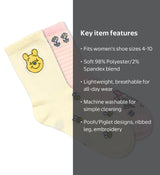 DISNEY Winnie The Pooh Ladies 2 Pair Of Socks With PIGLET & HONEY BEES