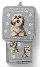 DOG & CAT 3 Piece Oven Mitt & Tea Towel Set By E&S Pets (CHOOSE BREED) - Novelty Socks And Slippers