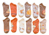 PEANUTS Ladies THANKSGIVING 12 Pair No Show Socks ‘OH SO THANK FULL’ Fuzzy Turkey