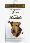 ALL YOU NEED IS LOVE & A DOG Kitchen Tea Towel By E&S Pets (Choose Breed)