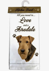ALL YOU NEED IS LOVE & A DOG Kitchen Tea Towel By E&S Pets (Choose Breed)