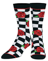 ODD SOX Brand Men’s CHECKERBOARD & ROSES Socks - Novelty Socks for Less