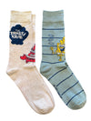 SPONGEBOB SQUAREPANTS MEN’S 2 PAIR OF SOCKS With MR. KRABS 'THE KRUSTY KRAB' - Novelty Socks And Slippers