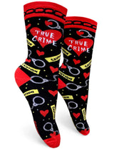 CAUTION TRUE CRIME Ladies Hearts & Handcuffs Socks Groovy Things Brand - Novelty Socks And Slippers