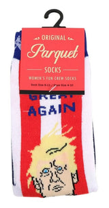 PRESIDENT TRUMP Ladies Socks MAKE HAIR GREAT AGAIN Parquet Brand - Novelty Socks And Slippers