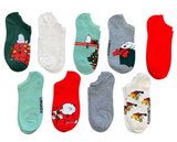 PEANUTS Ladies 9 Pair Of CHRISTMAS Low Show Socks - Novelty Socks And Slippers
