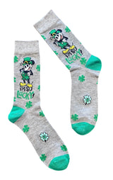 DISNEY Men’s MICKEY MOUSE SAINT PATRICKS DAY Socks Says 'I’M SO LUCKY - Novelty Socks And Slippers