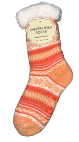 WINTER THEME Ladies Sherpa Lined Gripper Bottom Slipper Socks - Novelty Socks And Slippers
