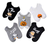 PEANUTS LADIES HALLOWEEN 5 Pair Of No Show Socks LUCY, LINUS, SNOOPY ‘So Cute It’s Scary’