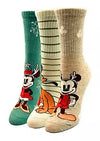 DISNEY Ladies CHRISTMAS 3 Pair Of Socks Pluto, Mickey & Minnie - Novelty Socks And Slippers